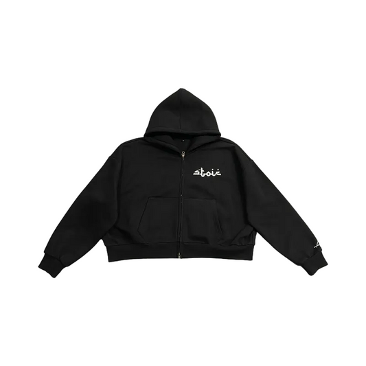 Black zip-up hoodie